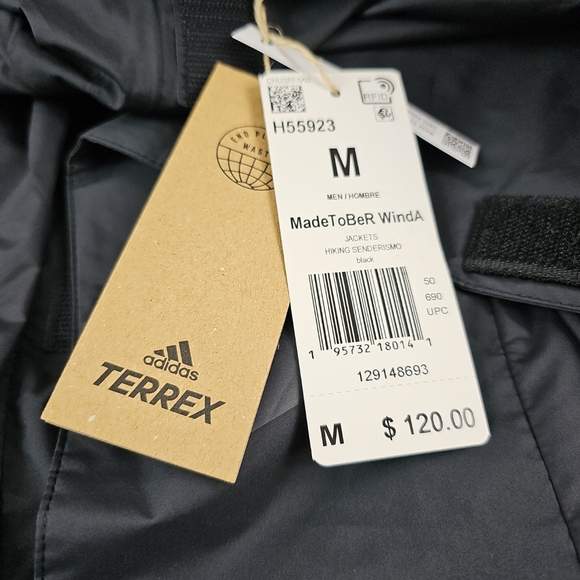 adidas Terrex Made To Be Remade Wind Anorak Men's Hiking Black Jacket - Picture 7 of 10